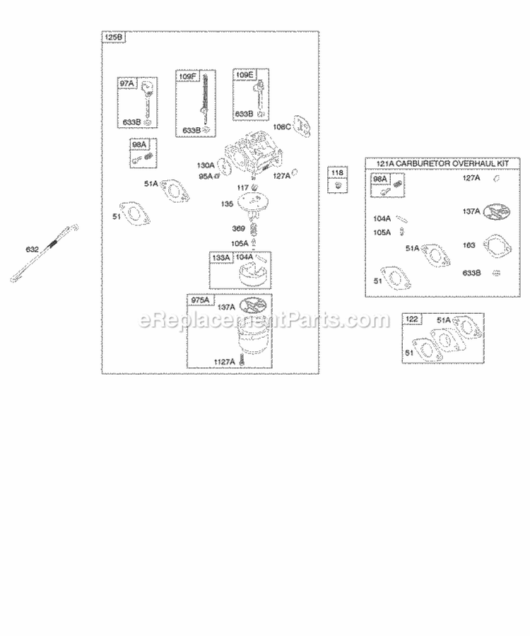 Carburetor Kit - Carburetor Overhaul Diagram and Parts List for 20E414-0162-E1  Briggs and Stratton Engine